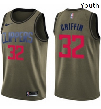 Youth Nike Los Angeles Clippers 32 Blake Griffin Swingman Green Salute to Service NBA Jersey