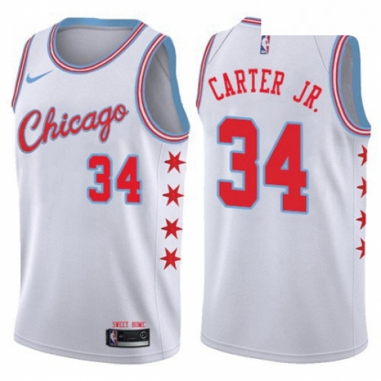 Youth Nike Chicago Bulls 34 Wendell Carter Jr Swingman White NBA Jersey City Edition