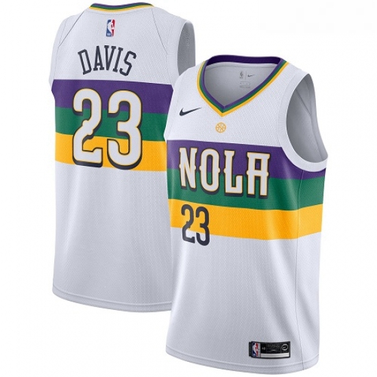 Youth Nike New Orleans Pelicans 23 Anthony Davis Swingman White NBA Jersey City Edition