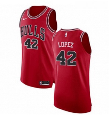 Youth Nike Chicago Bulls 42 Robin Lopez Authentic Red Road NBA Jersey Icon Edition