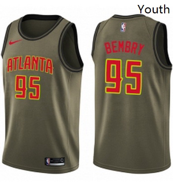 Youth Nike Atlanta Hawks 95 DeAndre Bembry Swingman Green Salute to Service NBA Jersey