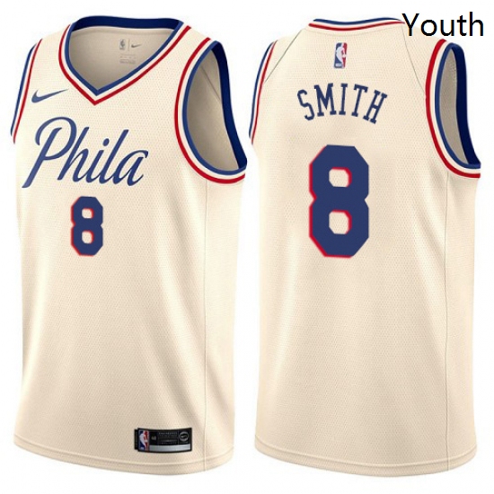 Youth Nike Philadelphia 76ers 8 Zhaire Smith Swingman Cream NBA Jersey City Edition