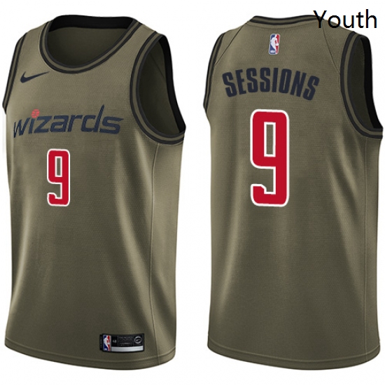 Youth Nike Washington Wizards 9 Ramon Sessions Swingman Green Salute to Service NBA Jersey