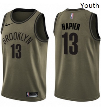 Youth Nike Brooklyn Nets 13 Shabazz Napier Swingman Green Salute to Service NBA Jersey