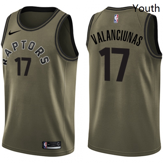 Youth Nike Toronto Raptors 17 Jonas Valanciunas Swingman Green Salute to Service NBA Jersey