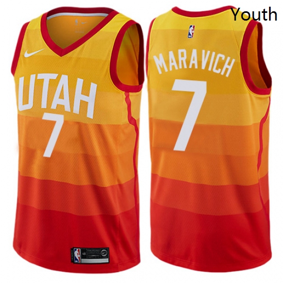 Youth Nike Utah Jazz 7 Pete Maravich Swingman Orange NBA Jersey City Edition