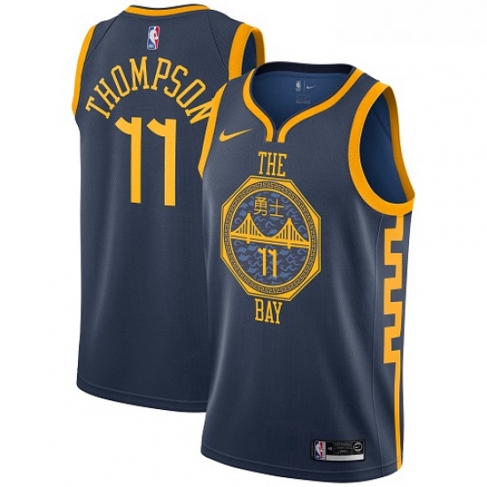 Youth Nike Golden State Warriors 11 Klay Thompson Swingman Navy Blue NBA Jersey City Edition