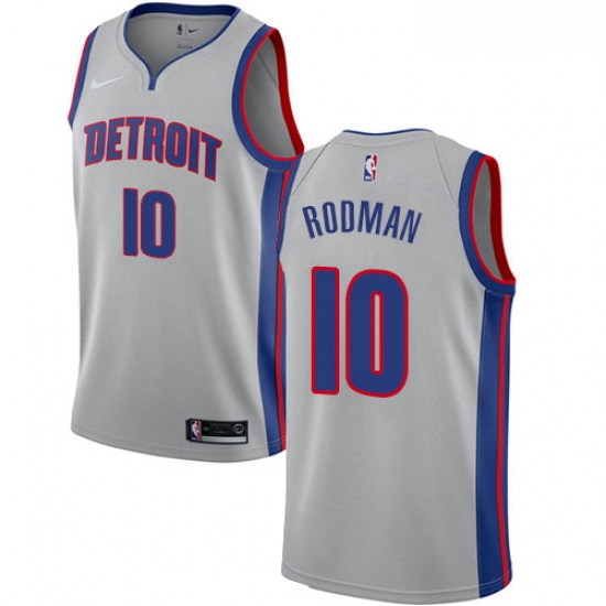 Youth Nike Detroit Pistons 10 Dennis Rodman Authentic Silver NBA Jersey Statement Edition