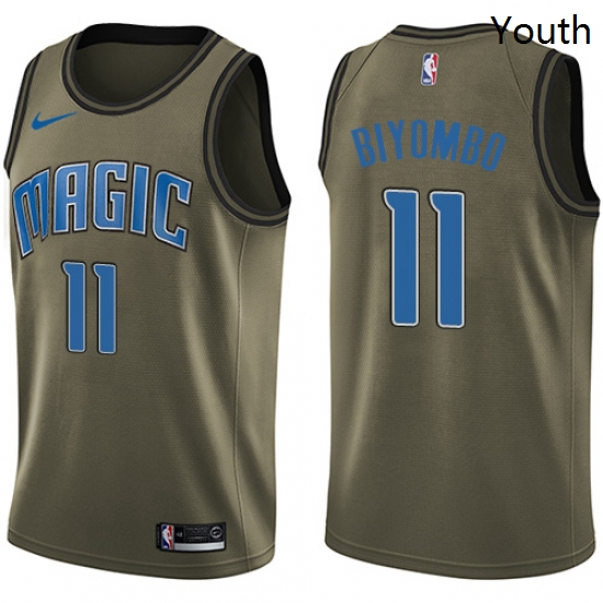 Youth Nike Orlando Magic 11 Bismack Biyombo Swingman Green Salute to Service NBA Jersey