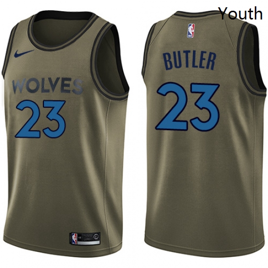 Youth Nike Minnesota Timberwolves 23 Jimmy Butler Swingman Green Salute to Service NBA Jersey