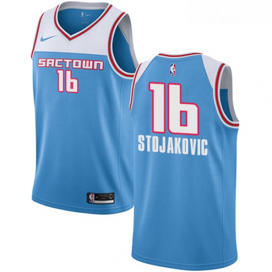 Youth Nike Sacramento Kings 16 Peja Stojakovic Swingman Blue NBA Jersey 2018 19 City Edition