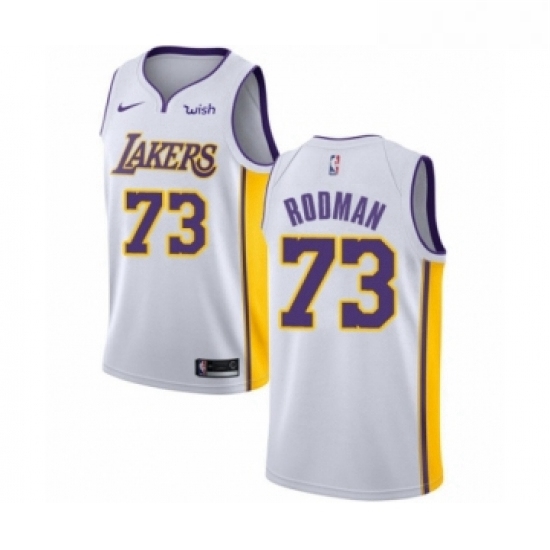 Youth Los Angeles Lakers 73 Dennis Rodman Swingman White Basketball Jersey Association Edition