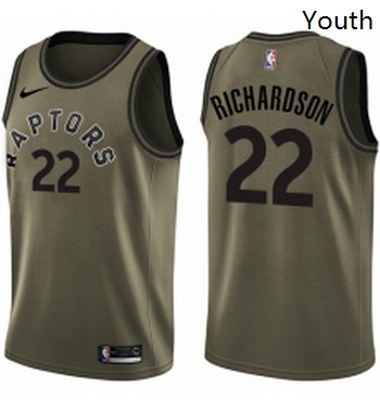 Youth Nike Toronto Raptors 22 Malachi Richardson Swingman Green Salute to Service NBA Jersey