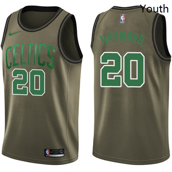 Youth Nike Boston Celtics 20 Gordon Hayward Swingman Green Salute to Service NBA Jersey