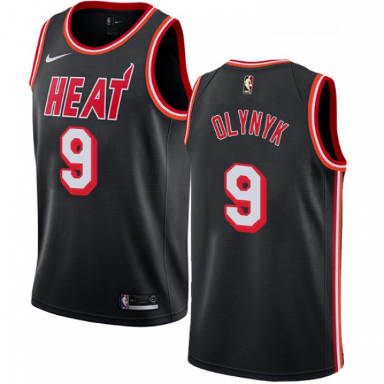 Youth Nike Miami Heat 9 Kelly Olynyk Authentic Black Black Fashion Hardwood Classics NBA Jersey