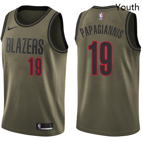 Youth Nike Portland Trail Blazers 19 Georgios Papagiannis Swingman Green Salute to Service NBA Jerse