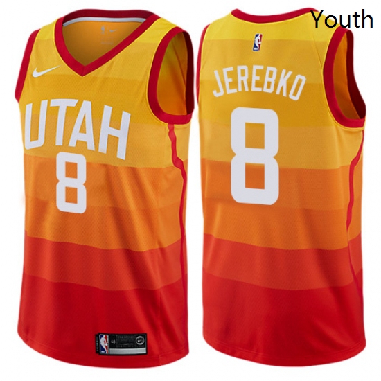 Youth Nike Utah Jazz 8 Jonas Jerebko Swingman Orange NBA Jersey City Edition