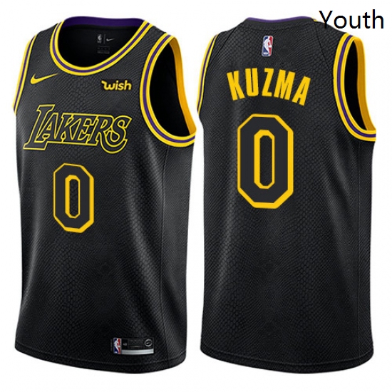 Youth Nike Los Angeles Lakers 0 Kyle Kuzma Swingman Black NBA Jersey City Edition