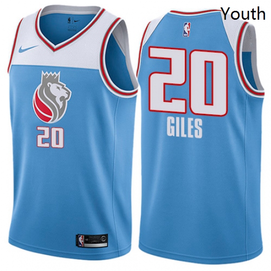 Youth Nike Sacramento Kings 20 Harry Giles Swingman Blue NBA Jersey City Edition