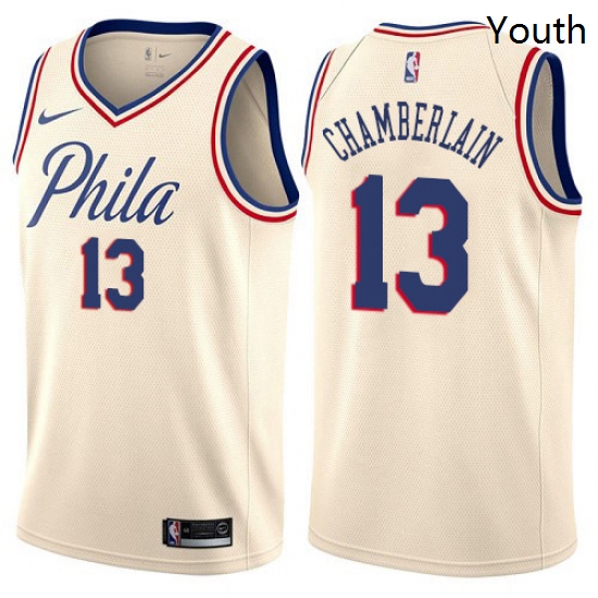 Youth Nike Philadelphia 76ers 13 Wilt Chamberlain Swingman Cream