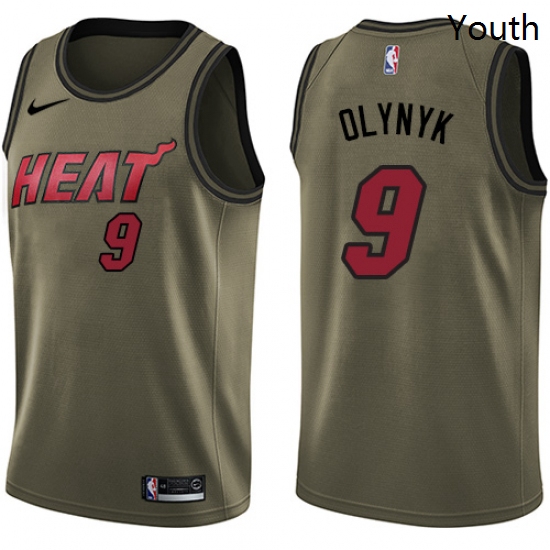 Youth Nike Miami Heat 9 Kelly Olynyk Swingman Green Salute to Service NBA Jersey