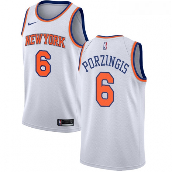 Youth Nike New York Knicks 6 Kristaps Porzingis Authentic White NBA Jersey Association Edition