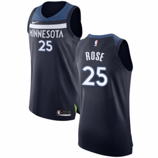 Youth Nike Minnesota Timberwolves 25 Derrick Rose Authentic Navy Blue NBA Jersey Icon Edition