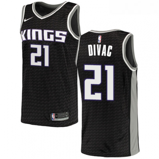 Youth Nike Sacramento Kings 21 Vlade Divac Authentic Black NBA Jersey Statement Edition