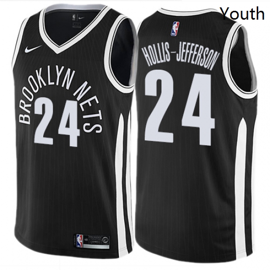 Youth Nike Brooklyn Nets 24 Rondae Hollis Jefferson Swingman Black NBA Jersey City Edition