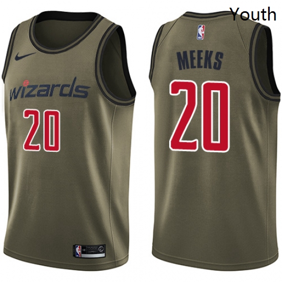 Youth Nike Washington Wizards 20 Jodie Meeks Swingman Green Salute to Service NBA Jersey