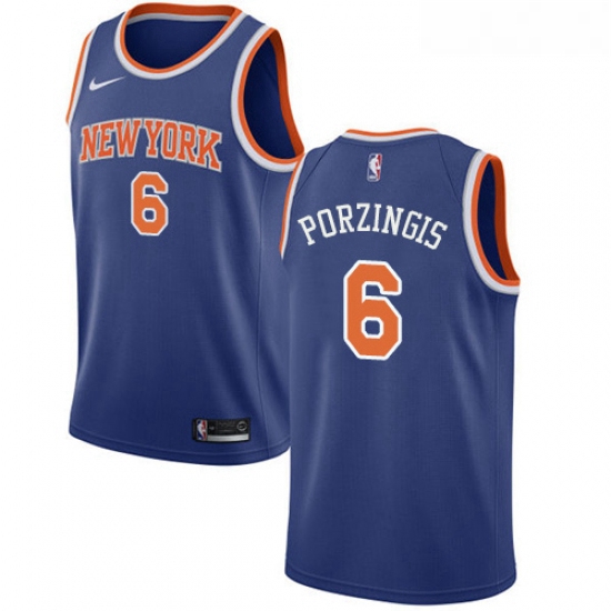 Youth Nike New York Knicks 6 Kristaps Porzingis Swingman Royal Blue NBA Jersey Icon Edition