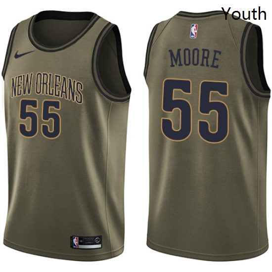 Youth Nike New Orleans Pelicans 55 ETwaun Moore Swingman Green Salute to Service NBA Jersey