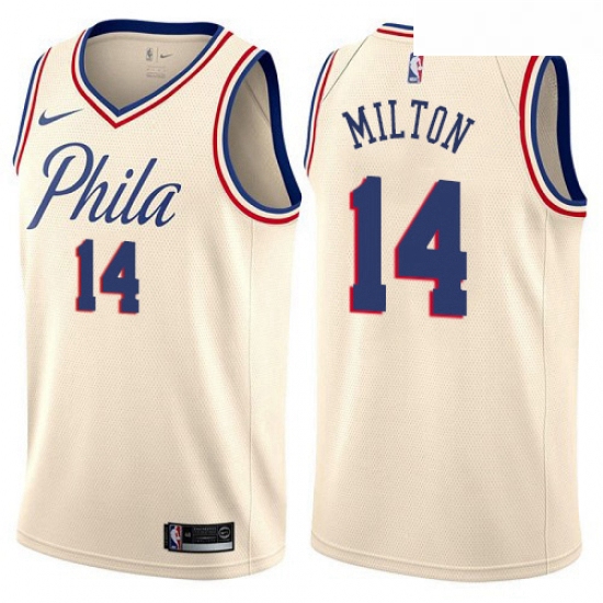 Youth Nike Philadelphia 76ers 14 Shake Milton Swingman Cream NBA Jersey City Edition