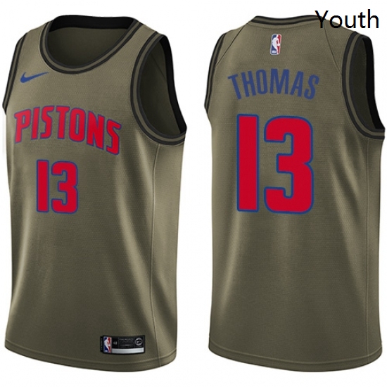 Youth Nike Detroit Pistons 13 Khyri Thomas Swingman Green Salute to Service NBA Jersey