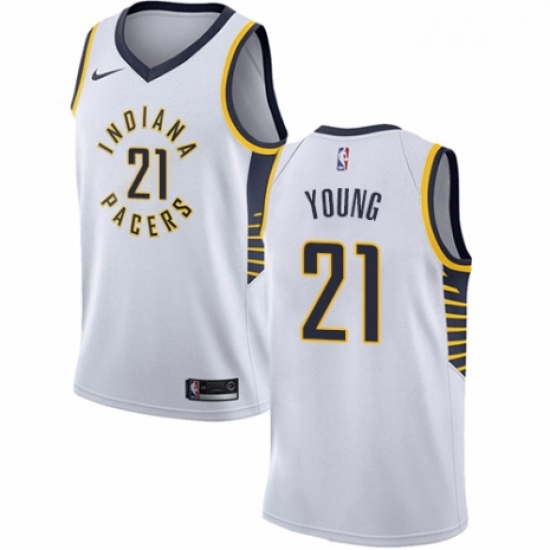 Youth Nike Indiana Pacers 21 Thaddeus Young Authentic White NBA Jersey Association Edition