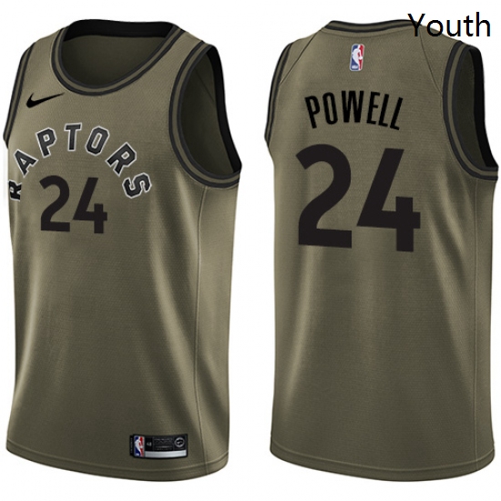 Youth Nike Toronto Raptors 24 Norman Powell Swingman Green Salute to Service NBA Jersey