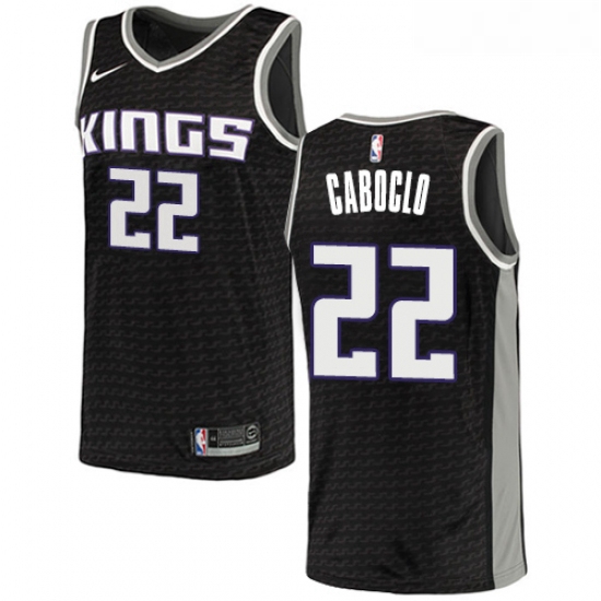 Youth Nike Sacramento Kings 22 Bruno Caboclo Swingman Black NBA Jersey Statement Edition