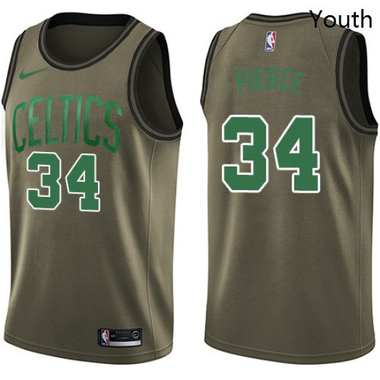 Youth Nike Boston Celtics 34 Paul Pierce Swingman Green Salute to Service NBA Jersey