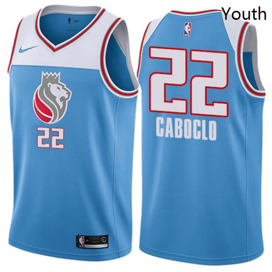 Youth Nike Sacramento Kings 22 Bruno Caboclo Swingman Blue NBA Jersey City Edition