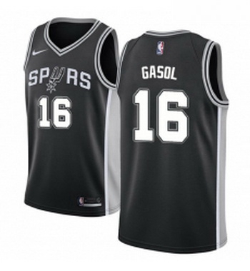 Youth Nike San Antonio Spurs 16 Pau Gasol Swingman Black Road NBA Jersey Icon Edition