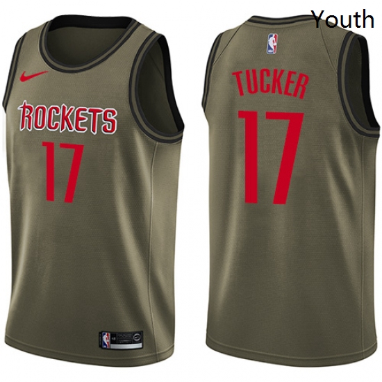 Youth Nike Houston Rockets 17 PJ Tucker Green Salute to Service 