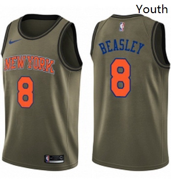 Youth Nike New York Knicks 8 Michael Beasley Swingman Green Salute to Service NBA Jersey