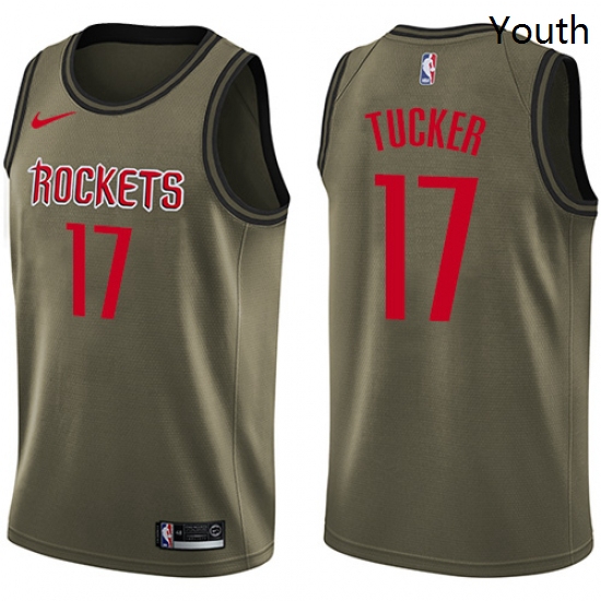 Youth Nike Houston Rockets 17 PJ Tucker Swingman Green Salute to Service NBA Jersey