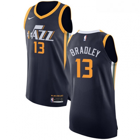 Youth Nike Utah Jazz 13 Tony Bradley Authentic Navy Blue Road NBA Jersey Icon Edition