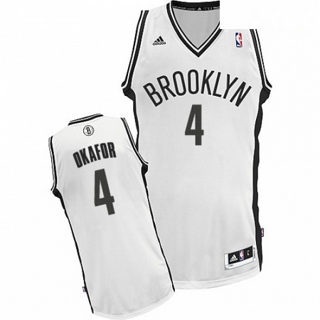 Mens Adidas Brooklyn Nets 4 Jahlil Okafor Swingman White Home NBA Jersey