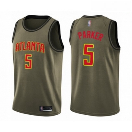 Mens Atlanta Hawks 5 Jabari Parker Swingman Green Salute to Service Basketball Jersey