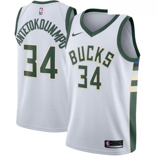 Youth Nike Milwaukee Bucks 34 Giannis Antetokounmpo Authentic White Home NBA Jersey Association Edit