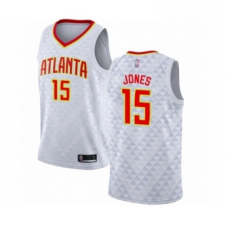 Mens Atlanta Hawks 15 Damian Jones Authentic White Basketball Jersey Association Edition