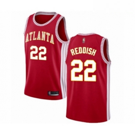 Mens Atlanta Hawks 22 Cam Reddish Authentic Red Basketball Jersey Statement Edition