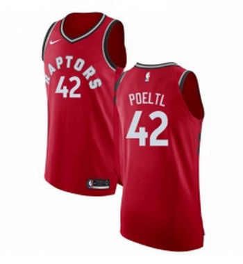 Youth Nike Toronto Raptors 42 Jakob Poeltl Authentic Red Road NBA Jersey Icon Edition